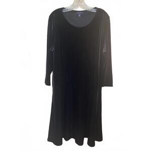 green emerald velvet dress Lands' End Women's Starfish 3/4 Sleeve Dress X-Small Black at Amazon  Women's Clothing store